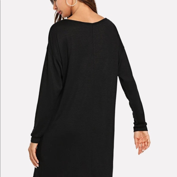 Black V-Neck Dress - Picture 4 of 6